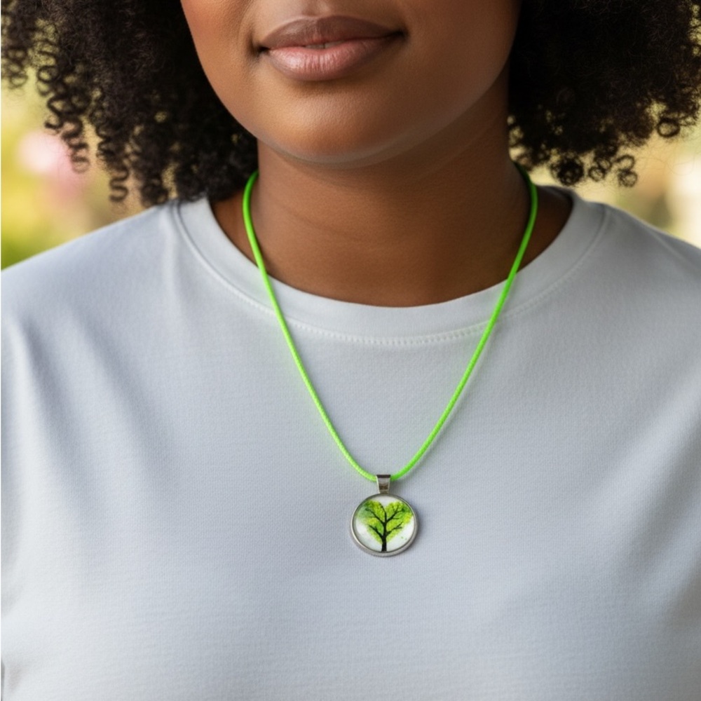 Green Tree 1 inch Pendant Necklace - Women Jewelry